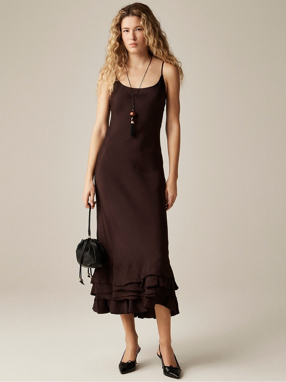 J Crew Ruffle-trim slip dress